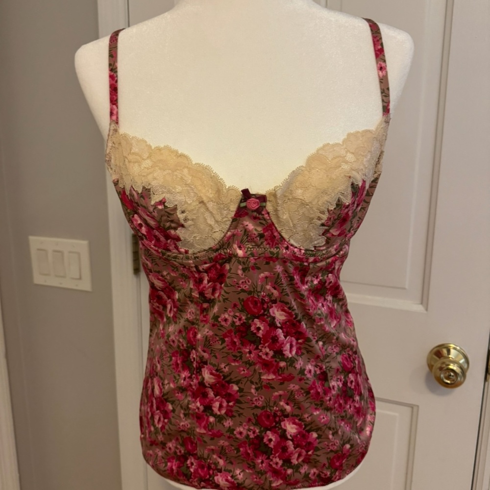 Dolce and Gabbana floral bustier corset style top with lace trim US-M